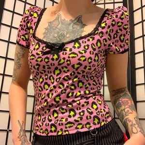 Leopard pinup retro top lace
